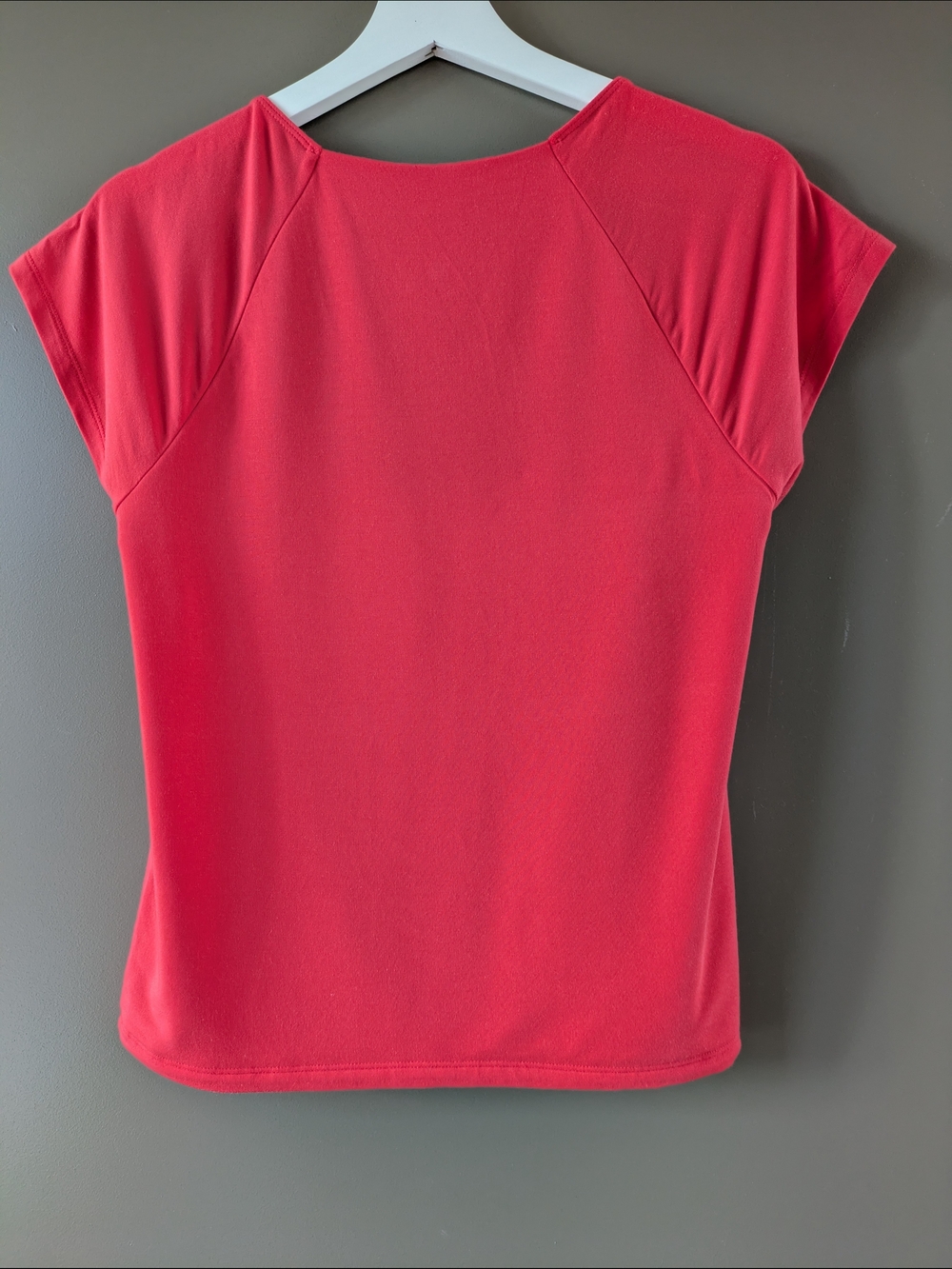 Aritzia Wilfred Surprise Top Maraschino Red Sweetheart Neck Tencel Tee XL - Picture 4 of 4